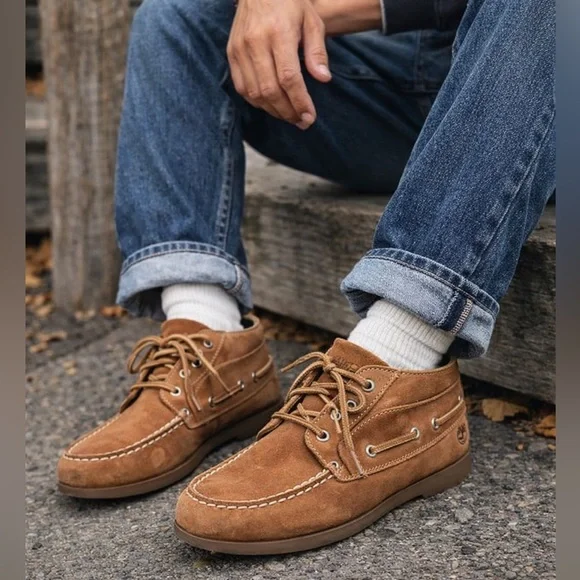 Timberland Classic Boat Chukka Shoes Brown Nubuck Men’s 9.5 M