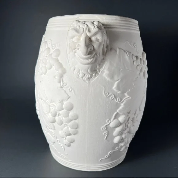Hartstone Pottery Bacchus Head Grapes Bisque Wine Cooler Ice Bucket