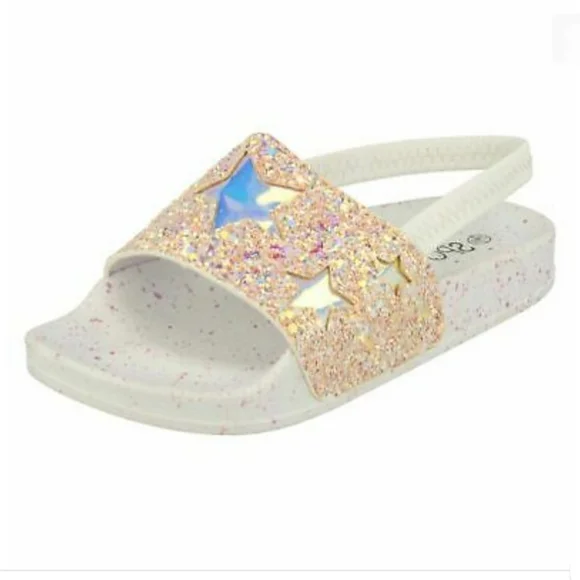 Wonder Nation Girls Slingback Glitter Sliders