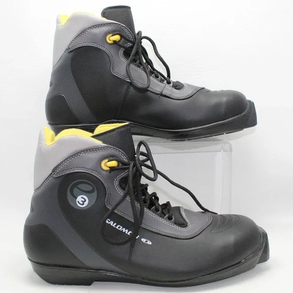 Salomon E3 Cross Country Ski Boots Mens 9.5 Black Grey‎ SNS Profil 88501331