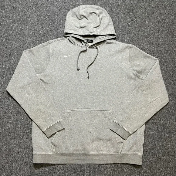 Y2K‎ Nike Grey Pullover Hoodie Long Sleeve Athletic Size L White Swoosh
