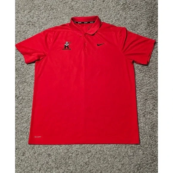 Nike Mens Polo Shirt Extra Large Red Black White Wranglers Dri Fit Casual Cowboy