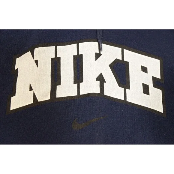 Nike Center‎ Swoosh Mens Hoodie Large Navy Blue Spellout Long Sleeve y2k travis