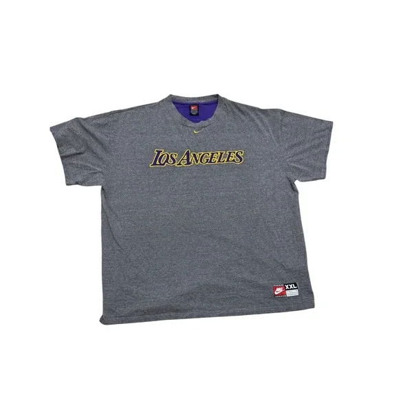 Nike Team LA Lakers Vtg Los Angeles t-Shirt XXL Embroidered spell out tee NBA