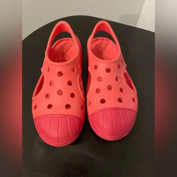 coral pink Crocs Bump It clog slip-on shoes for kids size C 12