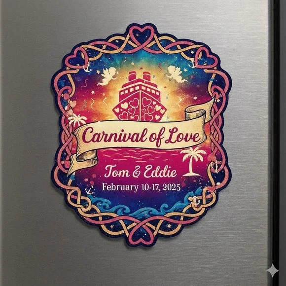 Cruise Door Magnet Valentine Cruise Carnival of Love Personalized Names & Dates