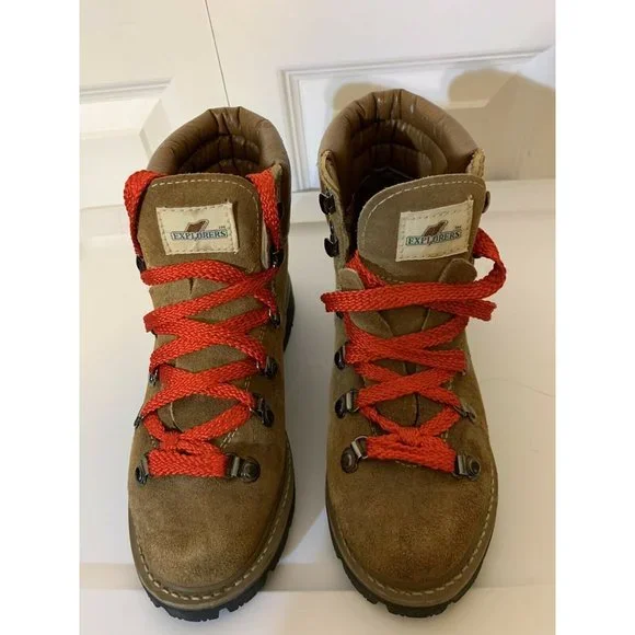 Explorers Mountain Men’s Sz 5 Ankle Boots Hiking Brown Leather Lug‎ Sole