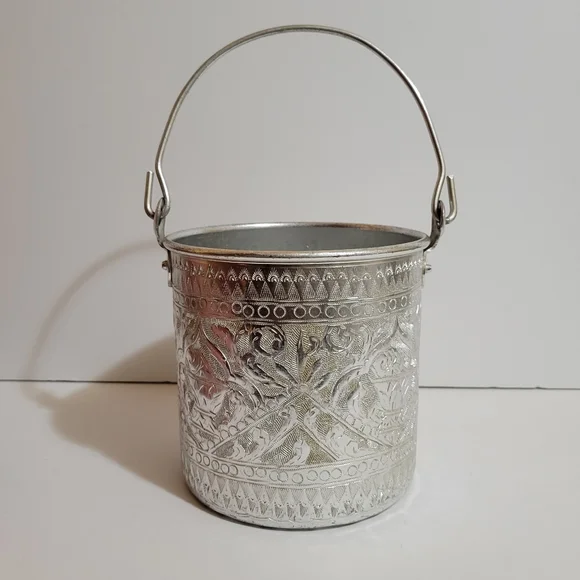 Vintage Ice Bucket Aluminum Thai Pattern Kitchenware Container