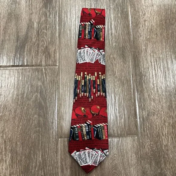 Men’s Novelty Tie For Teacher Professor Academic Motif Books‎ School