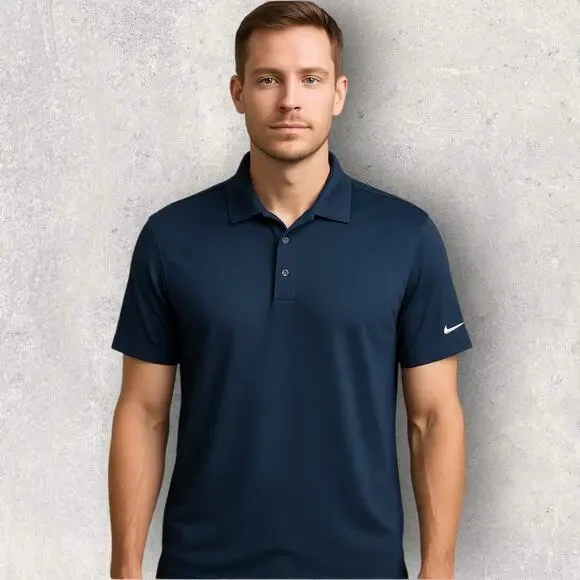 Nike Golf Dri-FIT Polo Shirt Men’s XL Navy Blue Swoosh Logo Athletic Golf Top