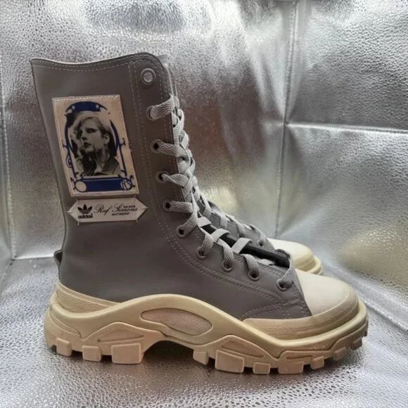 Size 6‎ Adidas Raf Simons Detroit High Top Portrait Womens Gray Lace-Up Boots