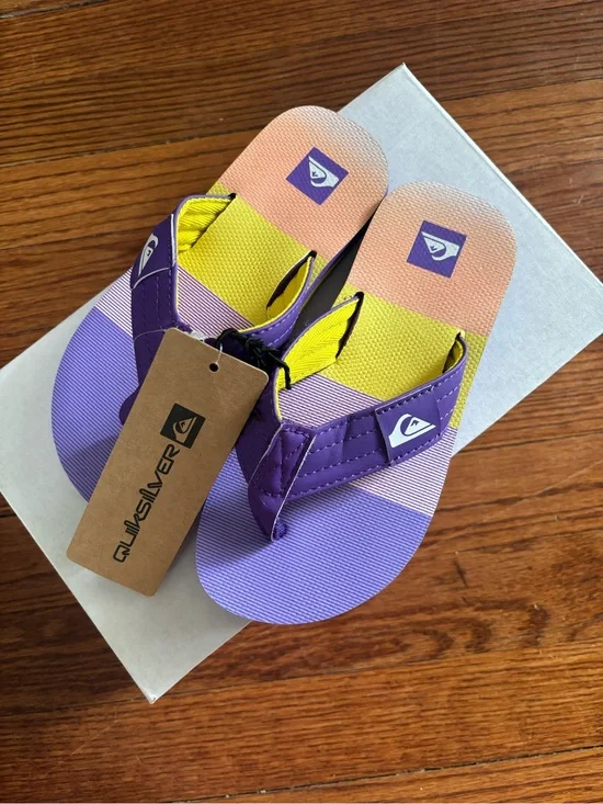 NWT Quiksilver Kids' Foundation Sport Slide Purple size 12 Summer Sandal Beach