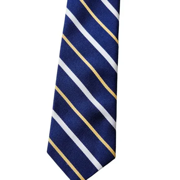 Vintage Designer Creations Mens Tie Necktie Blue Yellow White Stripes Office