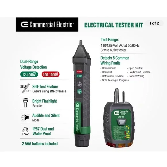 Commercial Electric Electrical Tester‎ Kit Green 1004 482 945