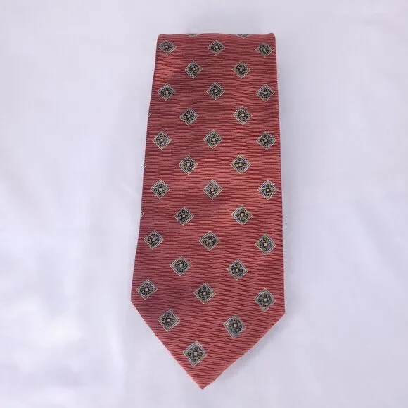 Robert Talbott Silk Tie Red Medallion Geometric Granger Owings Made In USA