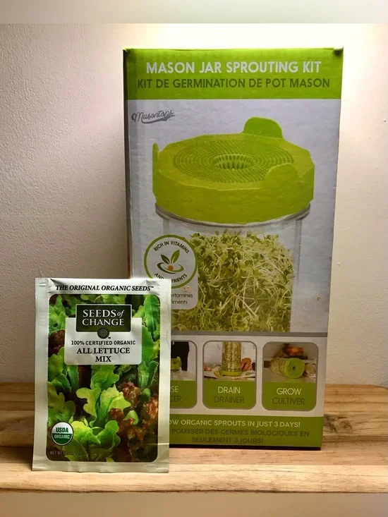 Mason Jar Brand Sprouting Kit Glass Jar Special Filter Lid DIY Kitchen Sprouts