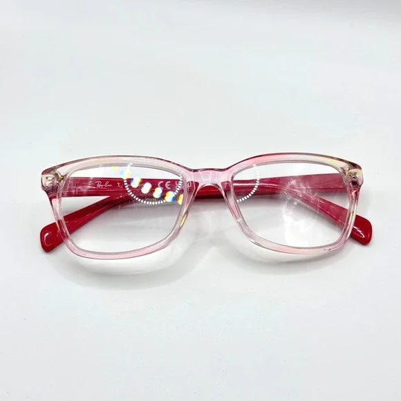 Ray-Ban Kids Pink Crystal Rectangular Eyeglasses Frames RB 1591 3806 48-16-130