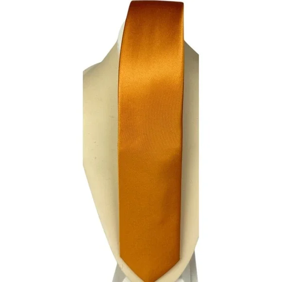 Romario Manzini Collection Gold Colored Solid Tie Necktie 56.75