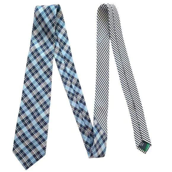 Tommy Hilfiger men’s Ocean plaid classic navy necktie 100% silk preppy old money