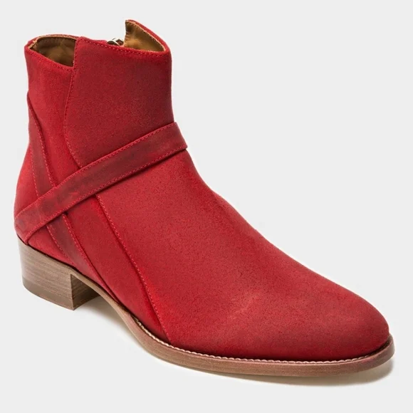 Grand Voyage Bowie Mid Ankle Red Oiled Suede Boots Men's 8.5