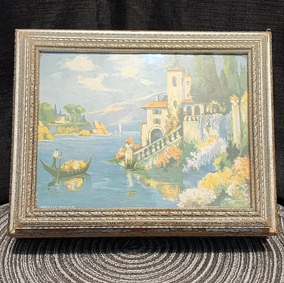 Vintage Jewelry Box with Picture Print