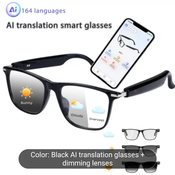 AI Translation Smart Glasses - Black