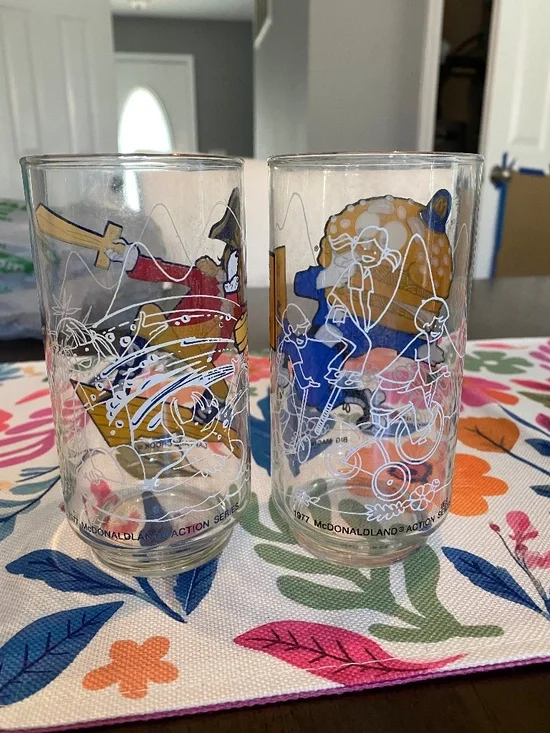 McDonald’s Action Series 1977 set glasses