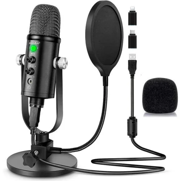 Microphone for Podcast, USB Microphone Kit for Phone, PC/Micro/Mac/Android