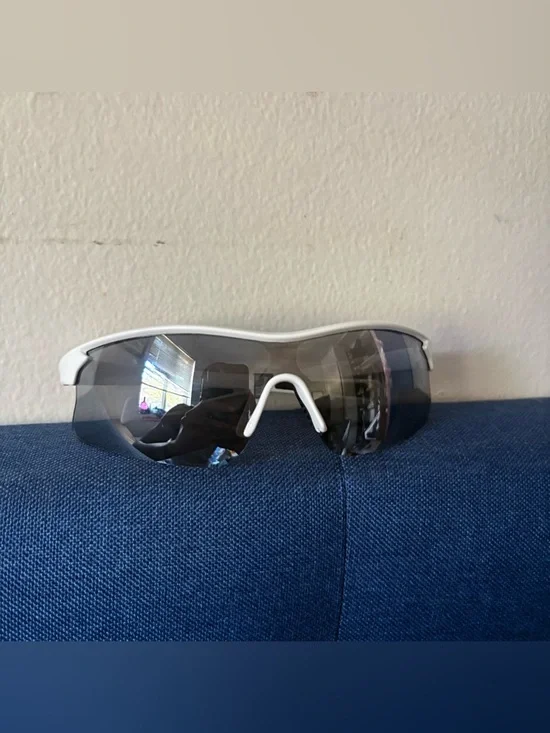 White Frame Sports Sunglasses with Dark Smoke Lens