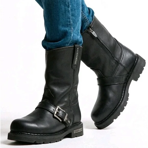 Ariat Metal Mounts Alloy H2O Black Motorcycle Boots Men's Sz 9.5EE