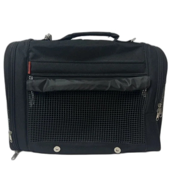 Prefer Pets Hideaway Duffle Pet Carrier Black Airline Approved Ventilated Travel