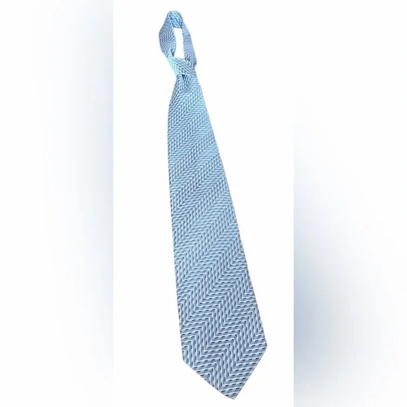 Dona Donna Silk Tie – Blue Chevron Pattern