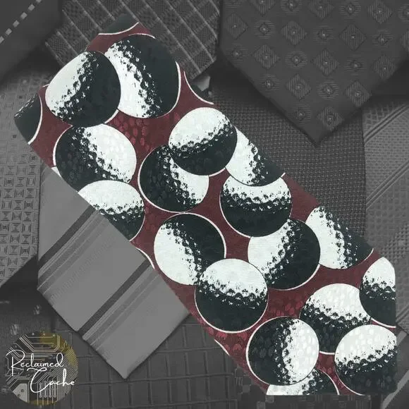 Burgundy, Black, and White Golf Ball Tie