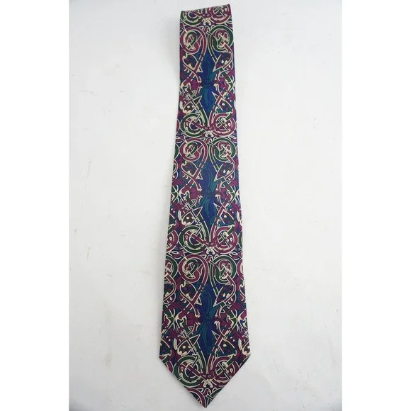 Past Times Silk Tie One Size Purple Celtic Knot Silk Animal Motif Excellent