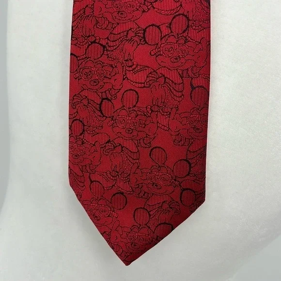 Vintage Disney Mickey Mouse Wearing Sunglasses Necktie Red & Black