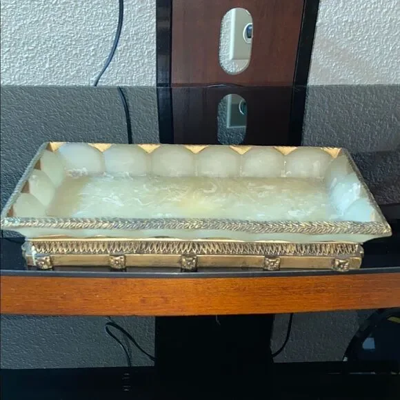 Vintage Elegant Gold and Cream Decorative Tray