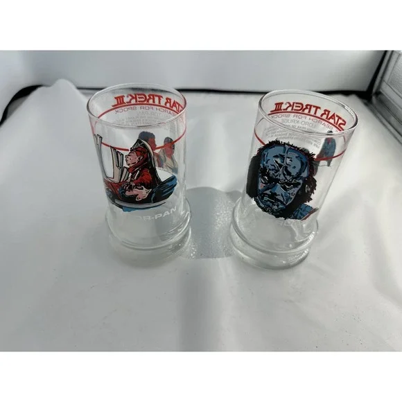 Vintage 1984 Taco Bell Star Trek 3 Movie Lord Kruge & Fal-Tor-Pan Glasses