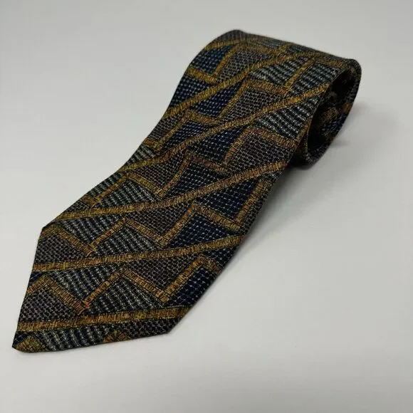 Ermenegildo Zegna Multicolor Geometric Triangle Silk Italy Tie‎ 59