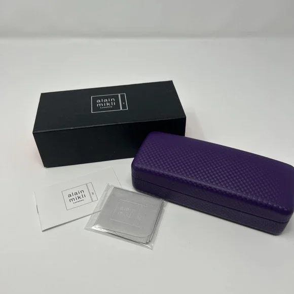 NEW Alain Mikli Hard Shell Eyeglass Case Carbon Fiber-Like Texture W/ Box Purple