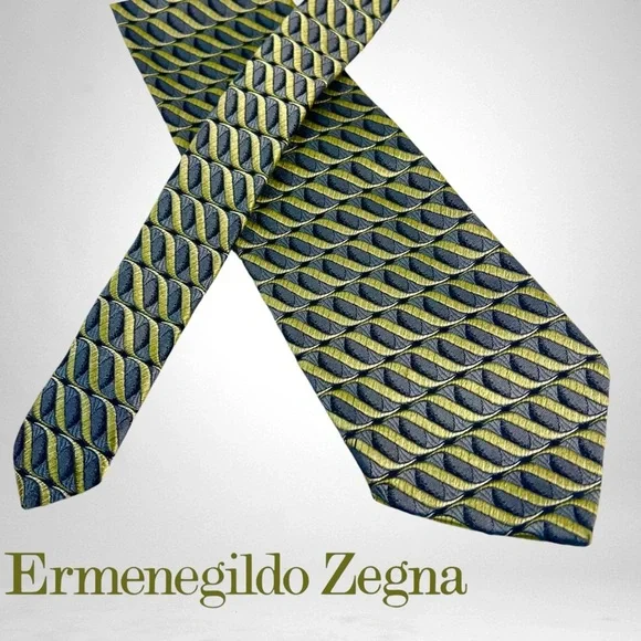 ERMENEGILDO ZEGNA 100% Silk Tie - Italian Luxury Geometric Masterpiece