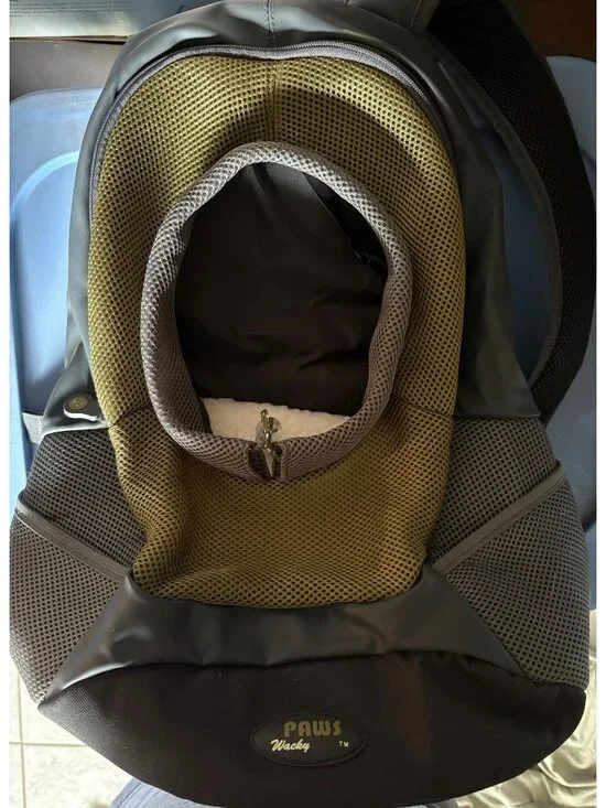 Paws Wacky Pet Carrier Backpack With Mesh Ventilation – Gray & Olive