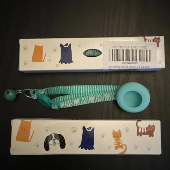 Alyuda AirTag Cat Collar -Turquoise With Breakaway Buckle
