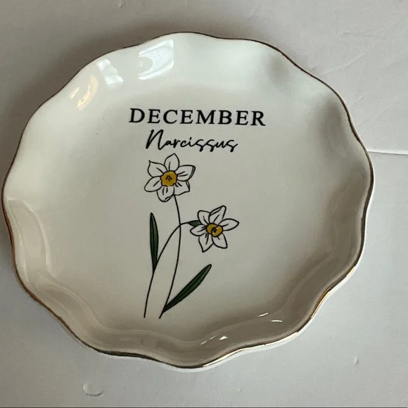 Floral Trinket Tray with Gold Trim