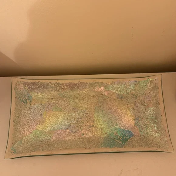 Mosaic Mirror Glass Vanity Tray Trinket Tray