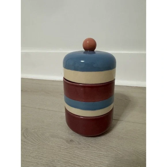 Decorative Bathroom Ceramic Jar with Lid - Dispenser Apothecary Vanity Canister