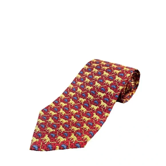 Brooks Brothers 346 Pure Silk Red‎ Jaguar Print Tie 58