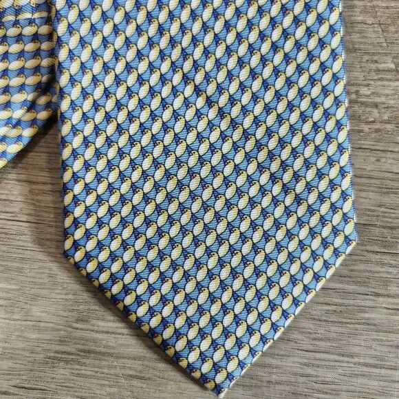 Jos A Bank Executive Collection Yellow Blue Green Geometric Silk Tie Motif 3.5