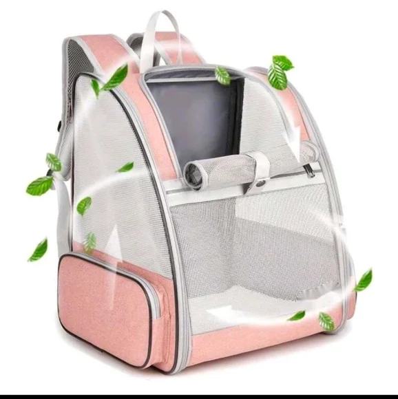 Pink and Gray Pet Carrier Backpack