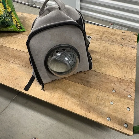 Gray Pet Carrier Backpack with Bubble Window