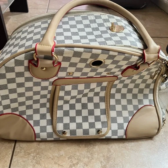 Pet Carrier purse with Checkered Pattern